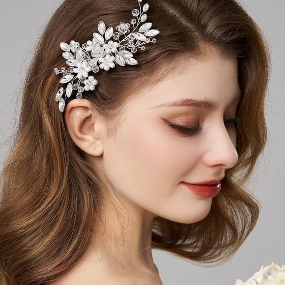 Wedding Hair Comb Pearl Bridal Hair Pins Flower Rhinestone Hair Accessory main image 7